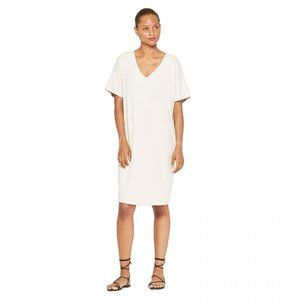 PROLOGUE WOMEN'S SHORT SLEEVE V-NECK ESSENTIAL MIDI T-SHIRT DRESS - LARGE